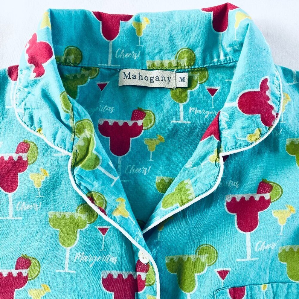 Mahogany Margarita pajama set Medium blue red cotton - Picture 6 of 16